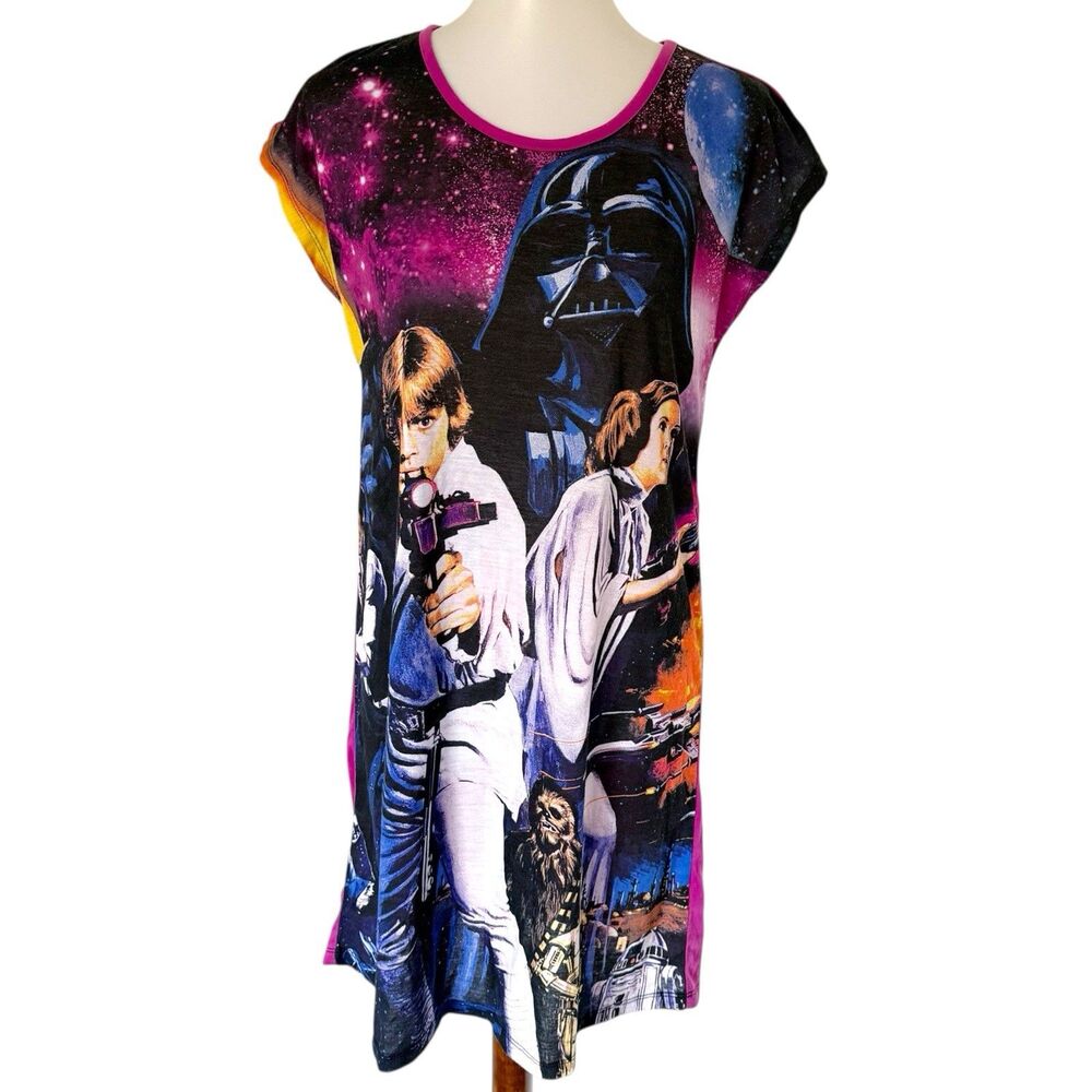 Star Wars AOP Nightgown Sleepshirt Sleepwear Lightweight Colorful Retro Size S-M